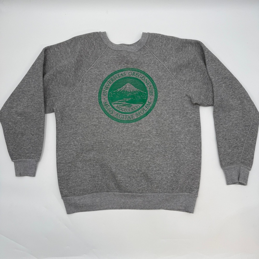 Discus Athletic Mens XL Sweatshirt Grey University of Oregon Vintage 70s Raglan
